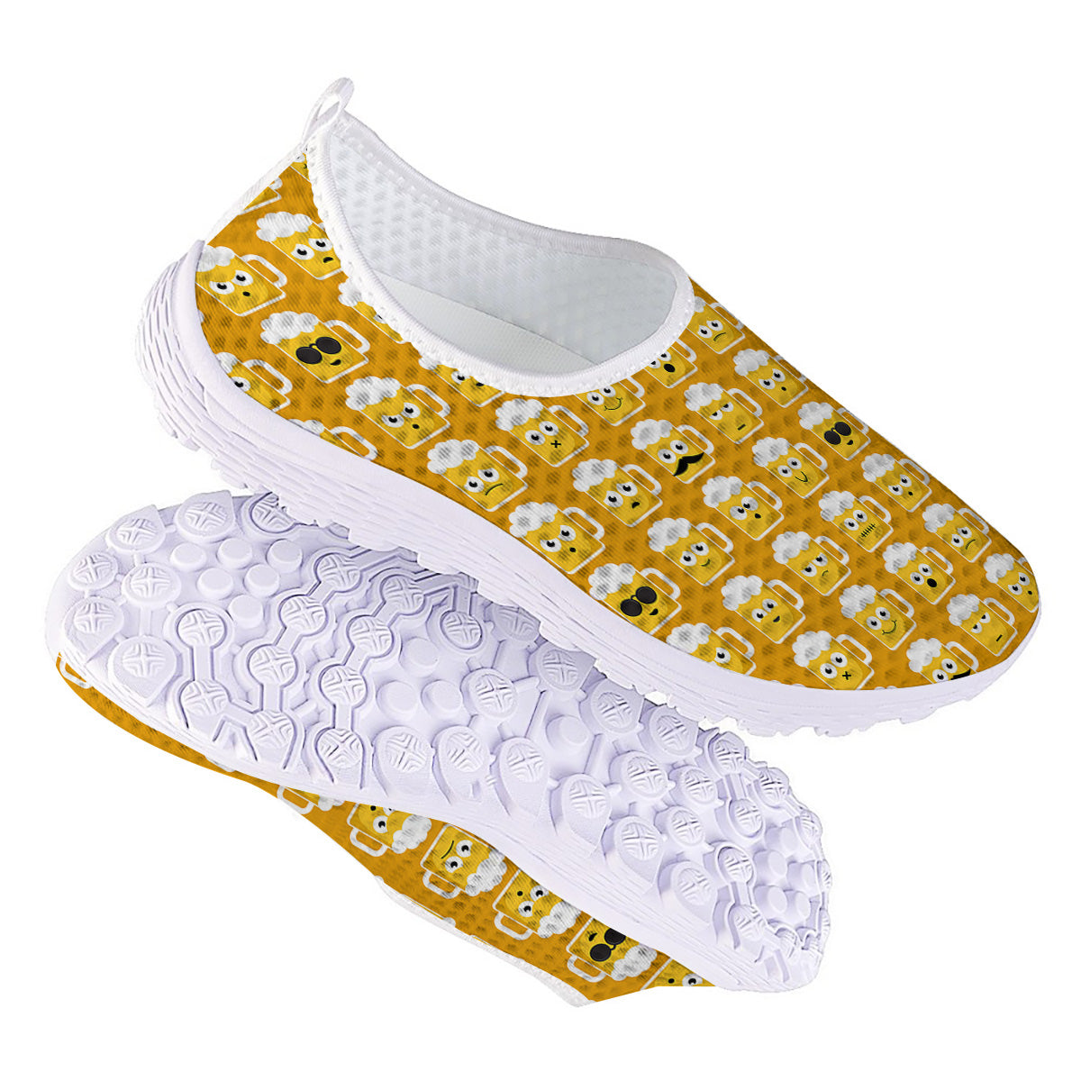 Emoji Beer Mugs Yellow Print Pattern Nurse Shoes-grizzshop