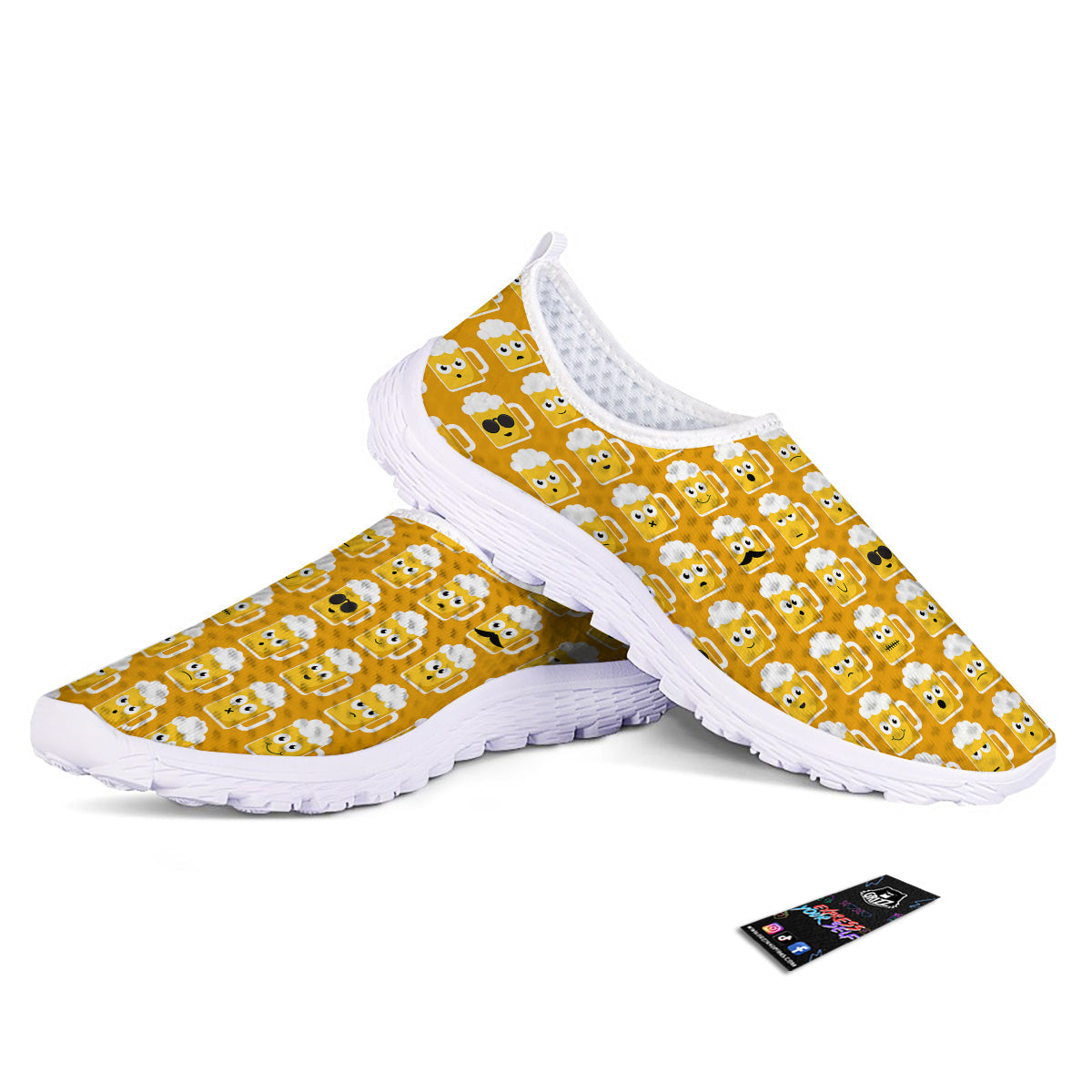 Emoji Beer Mugs Yellow Print Pattern Nurse Shoes-grizzshop