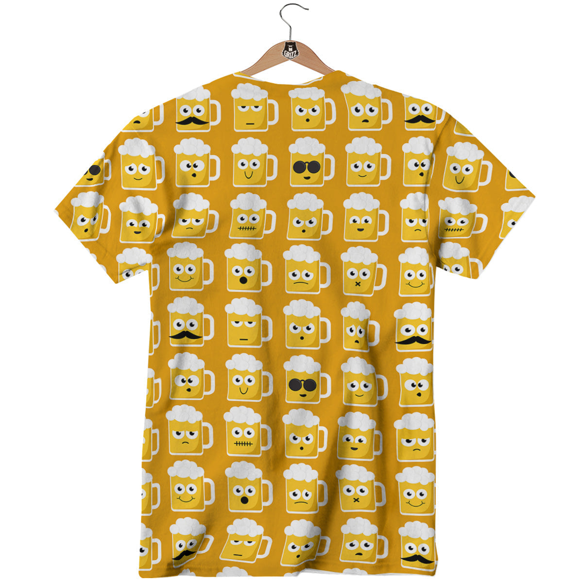Emoji Beer Mugs Yellow Print Pattern T-Shirt-grizzshop