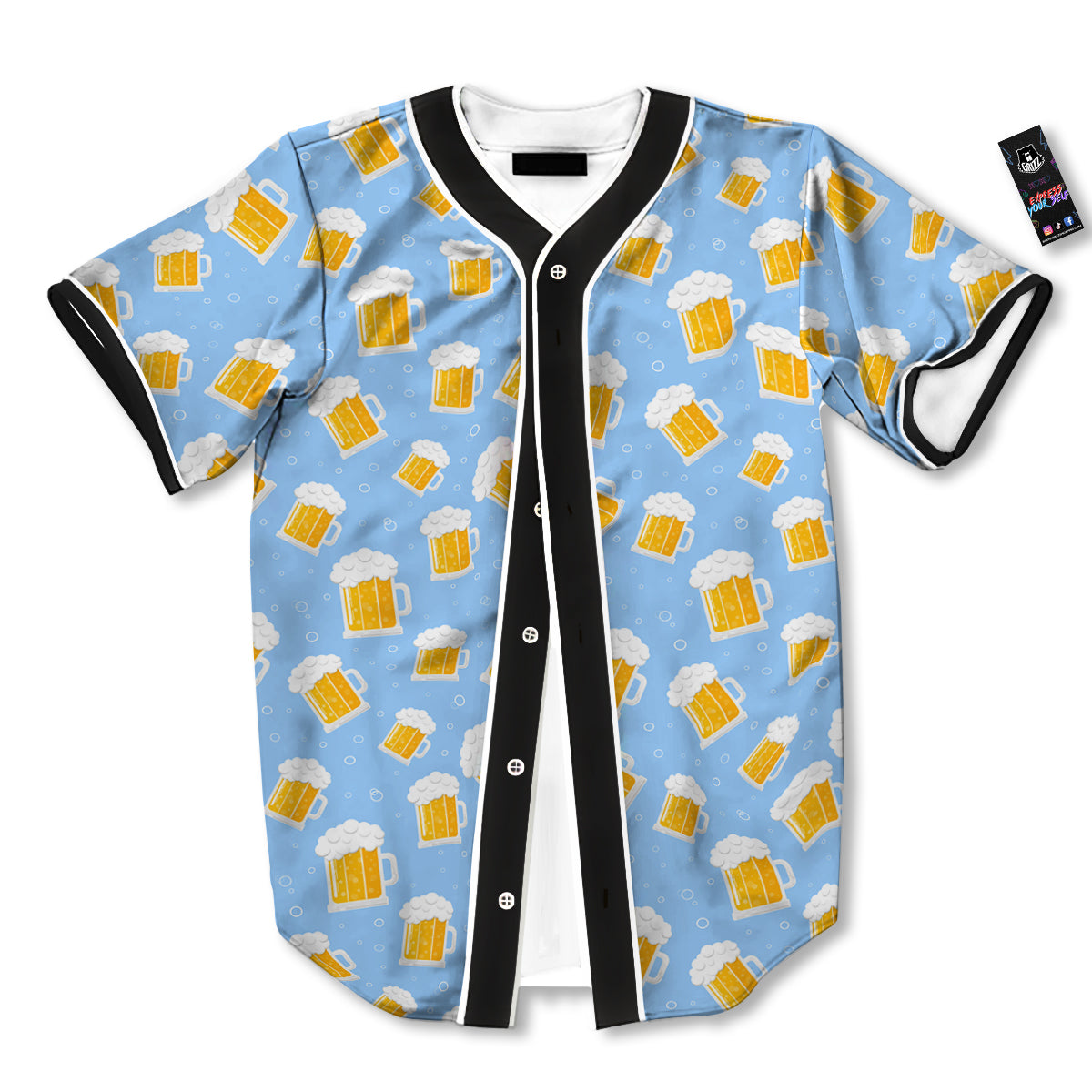 Emoji Beer Print Pattern Baseball Jersey-grizzshop