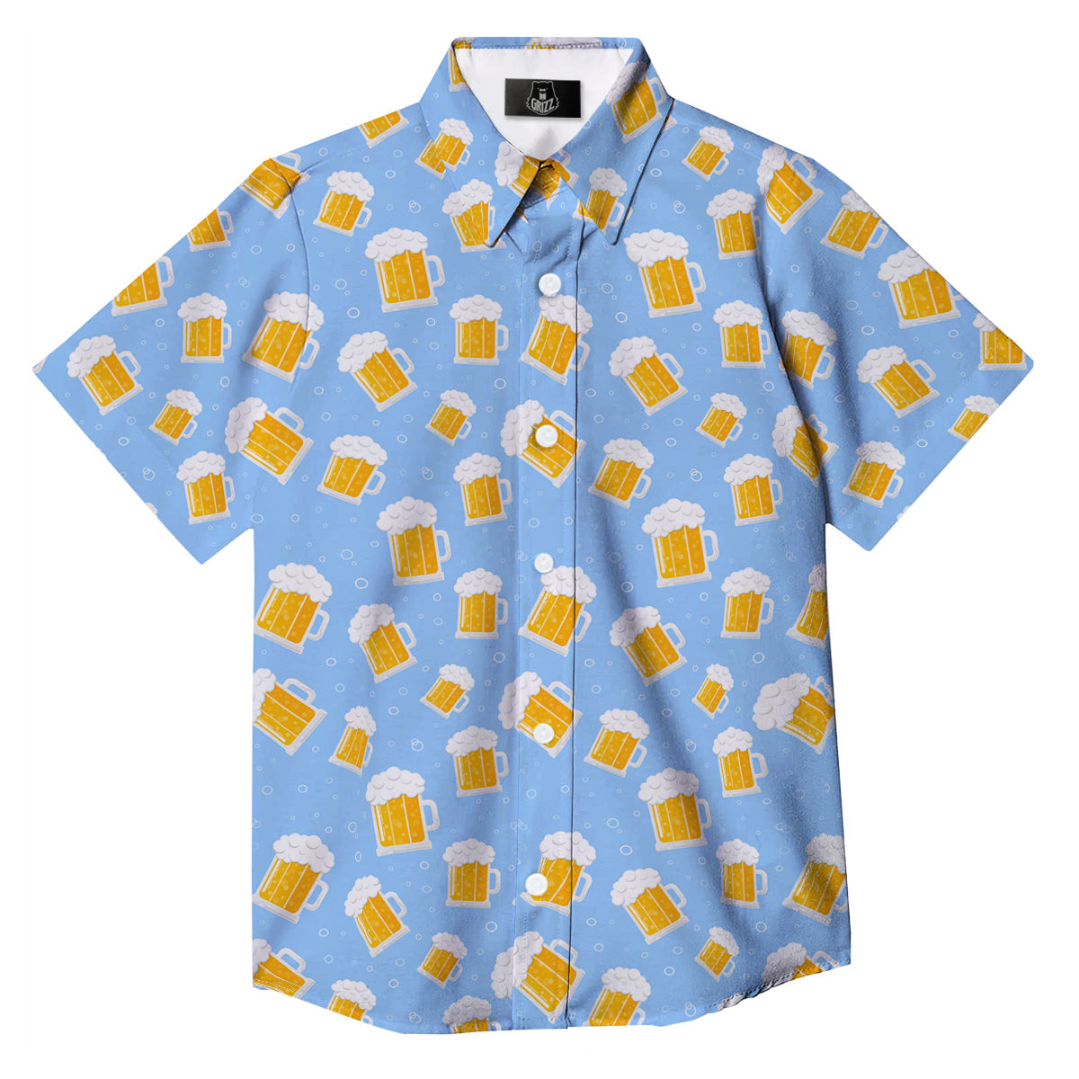 Emoji Beer Print Pattern Button Up Shirt-grizzshop