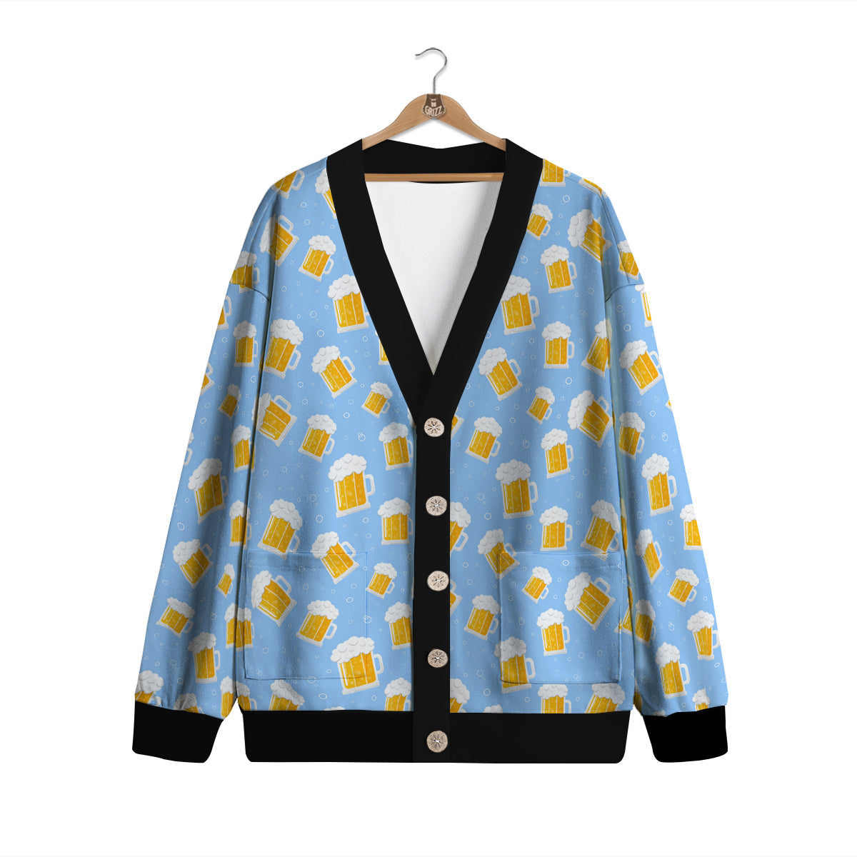 Emoji Beer Print Pattern Cardigan-grizzshop