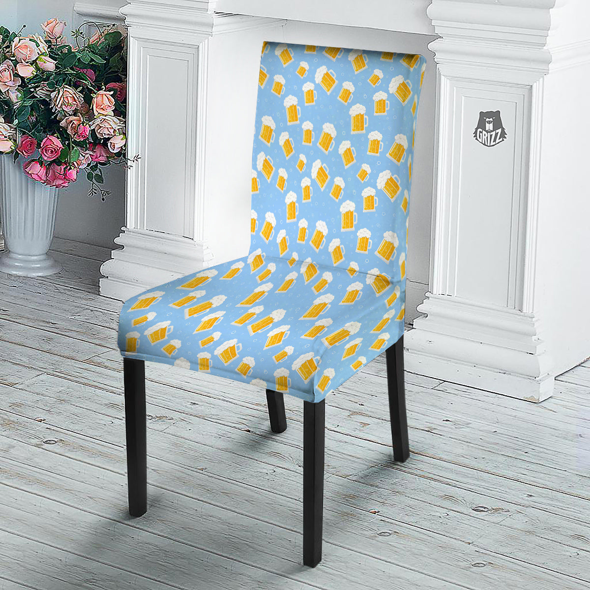 Emoji Beer Print Pattern Dining Chair Slipcover-grizzshop
