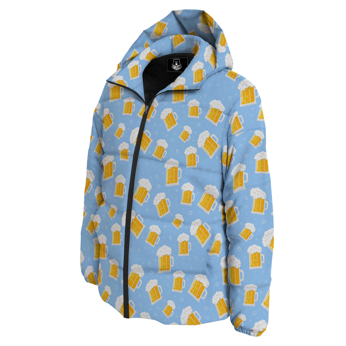 Emoji Beer Print Pattern Down Jacket-grizzshop