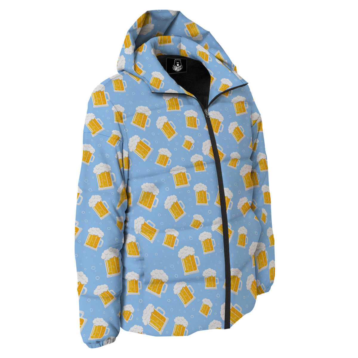 Emoji Beer Print Pattern Down Jacket-grizzshop