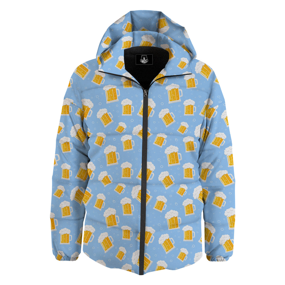 Emoji Beer Print Pattern Down Jacket-grizzshop