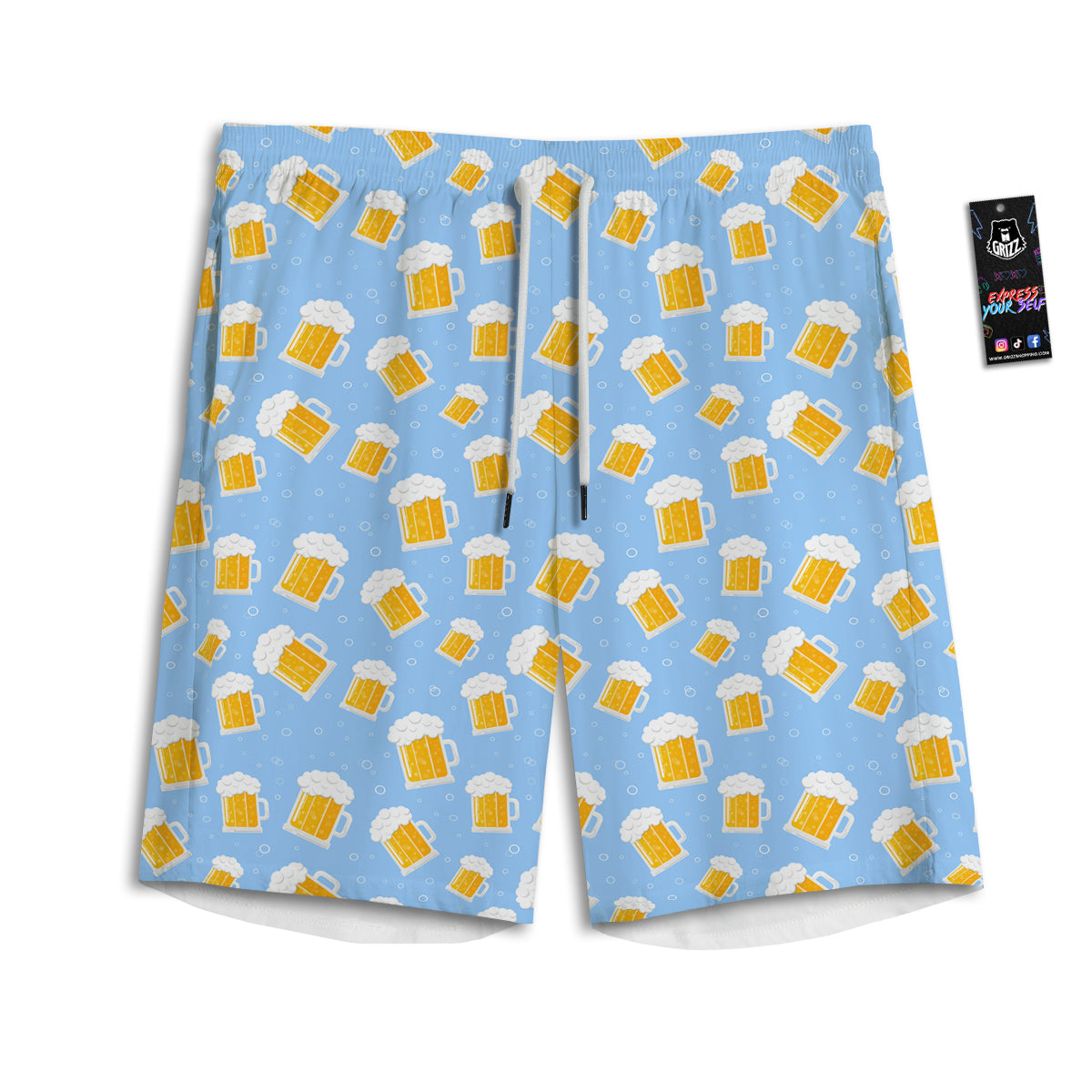 Emoji Beer Print Pattern Men's Athletic Shorts
