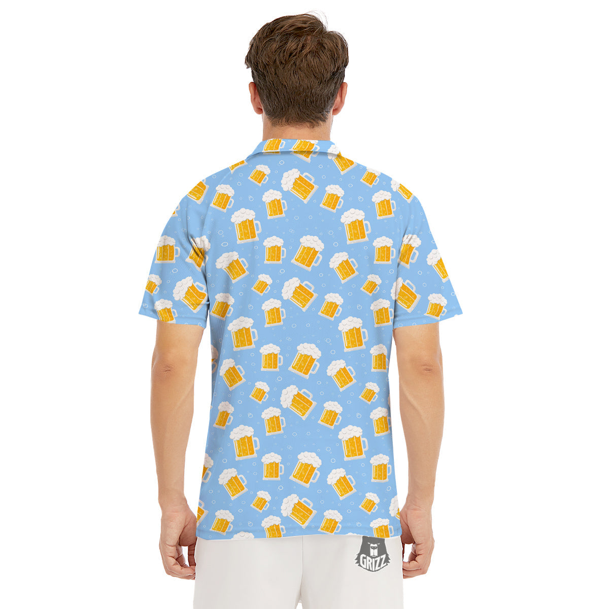 Emoji Beer Print Pattern Men's Golf Shirts-grizzshop