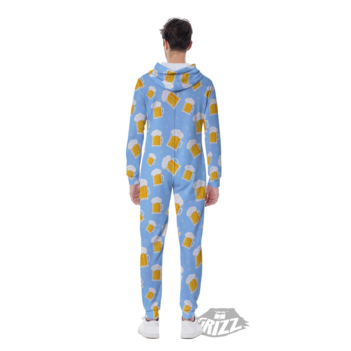 Emoji Beer Print Pattern Men's Jumpsuit-grizzshop