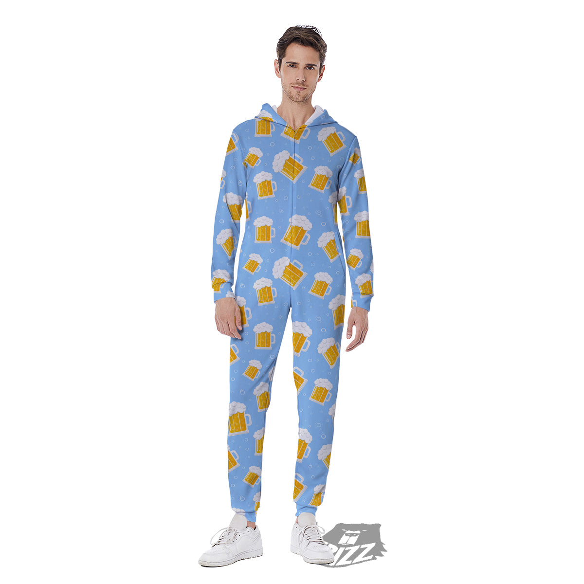 Emoji Beer Print Pattern Men's Jumpsuit-grizzshop