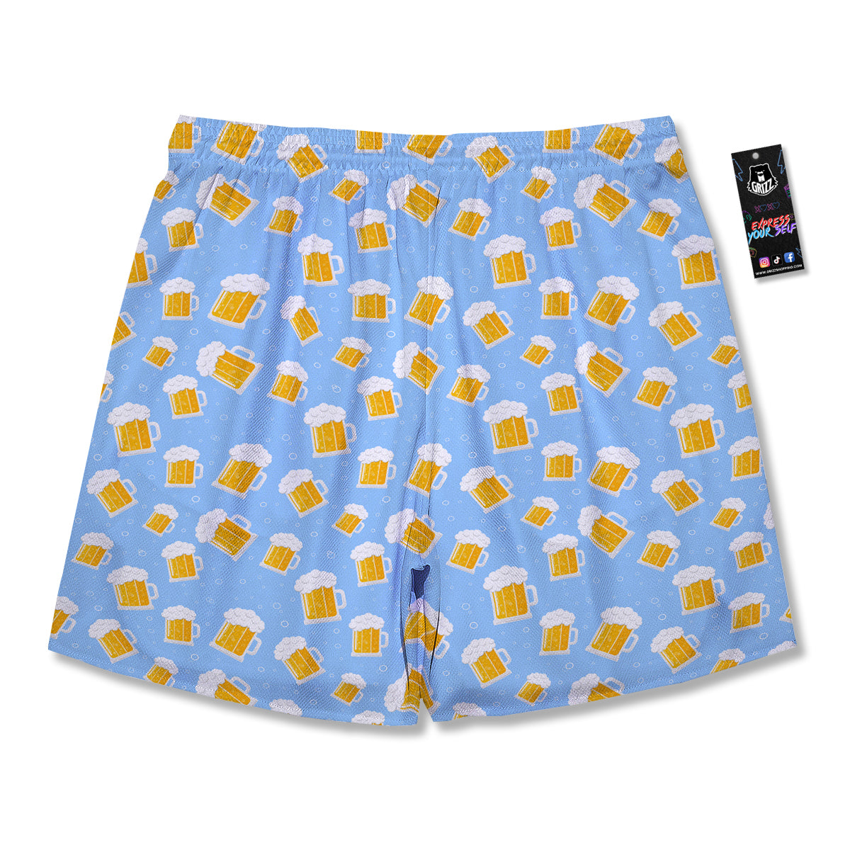 Emoji Beer Print Pattern Men's Running Shorts-grizzshop
