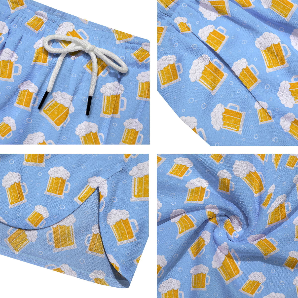 Emoji Beer Print Pattern Men's Running Shorts-grizzshop