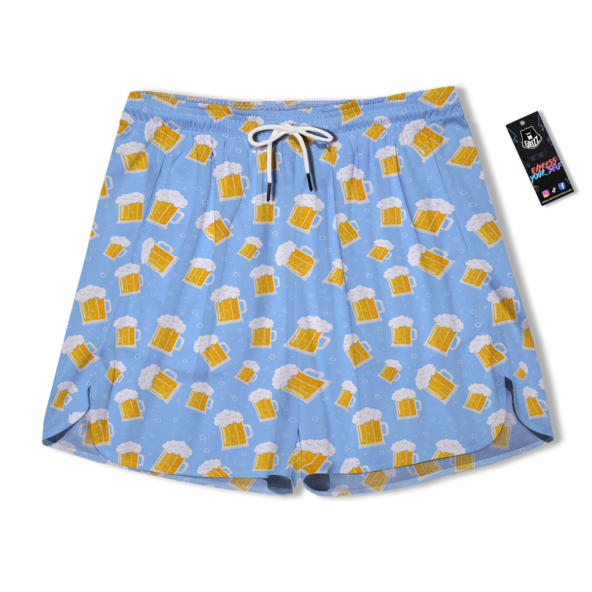 Emoji Beer Print Pattern Men's Running Shorts-grizzshop