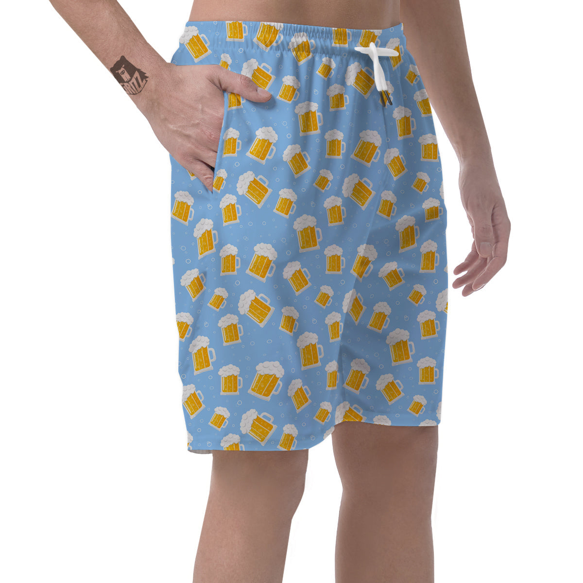 Emoji Beer Print Pattern Men's Shorts-grizzshop