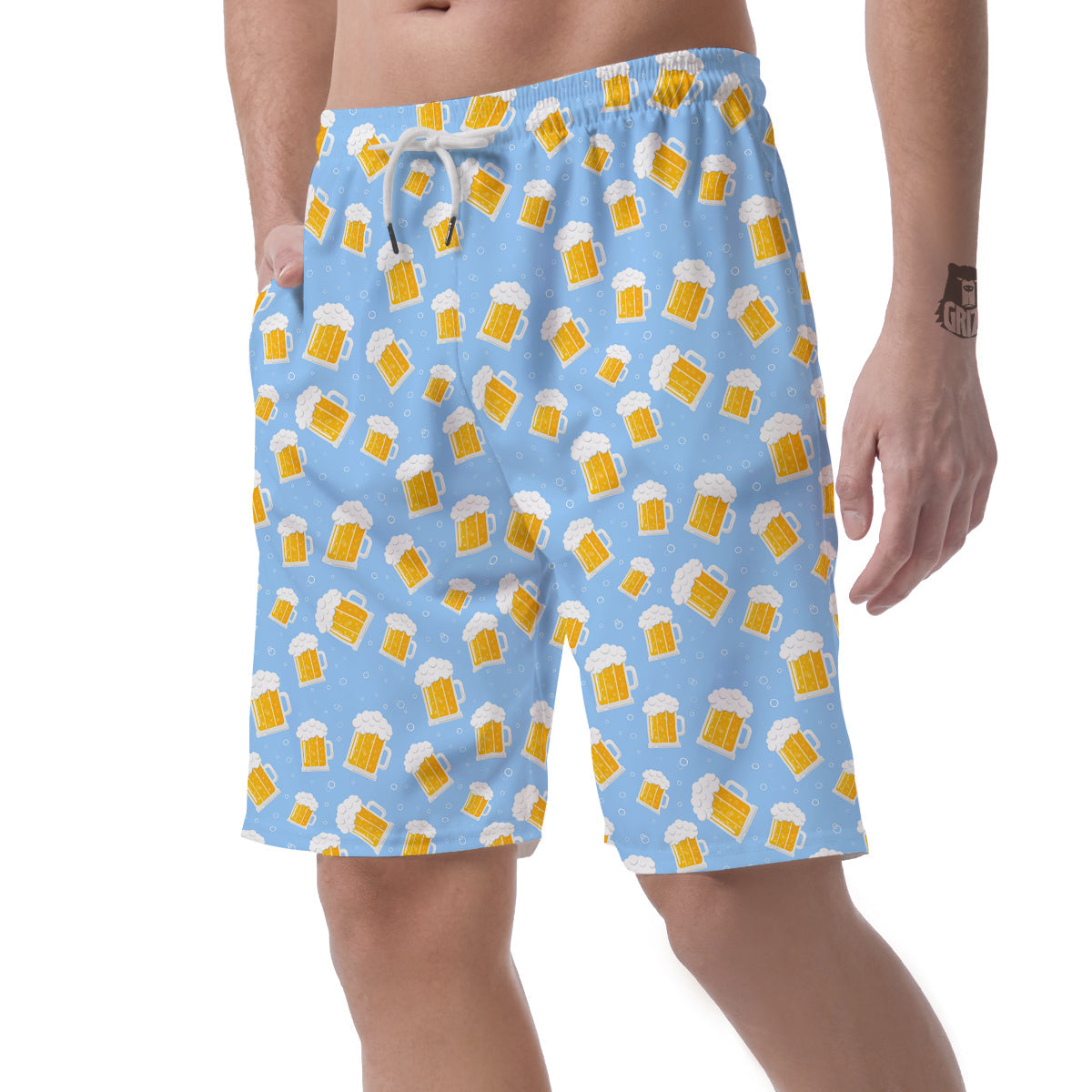 Emoji Beer Print Pattern Men's Shorts-grizzshop