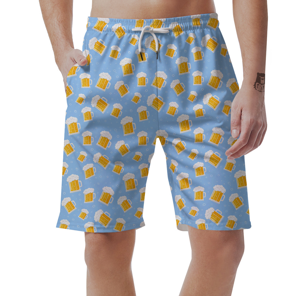 Emoji Beer Print Pattern Men's Shorts-grizzshop