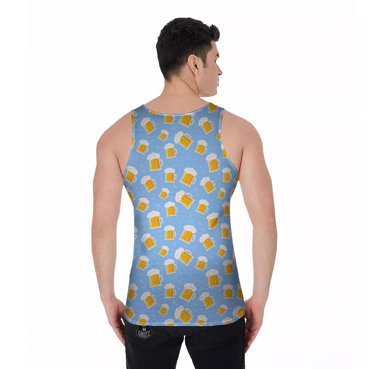Emoji Beer Print Pattern Men's Tank Top-grizzshop