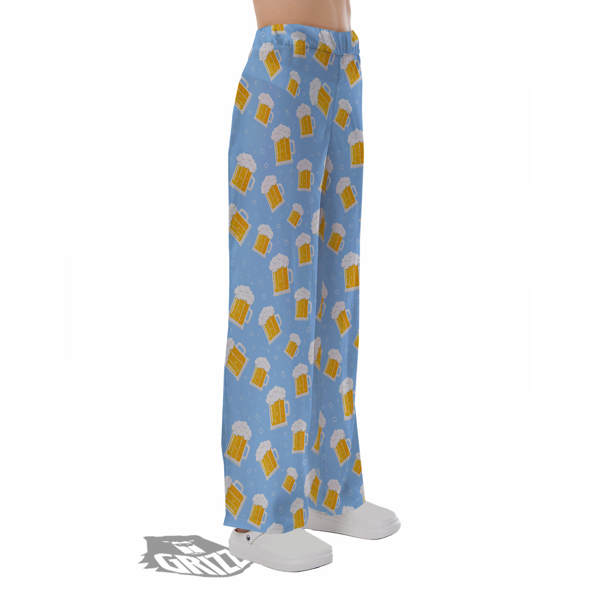 Emoji Beer Print Pattern Pajama Pants-grizzshop