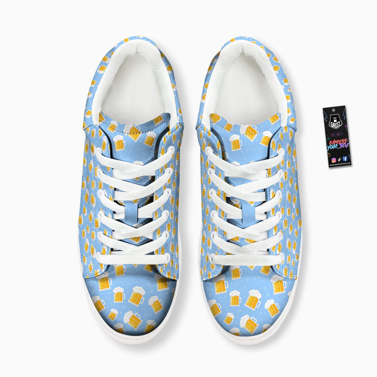 Emoji Beer Print Pattern Platform Shoes-grizzshop