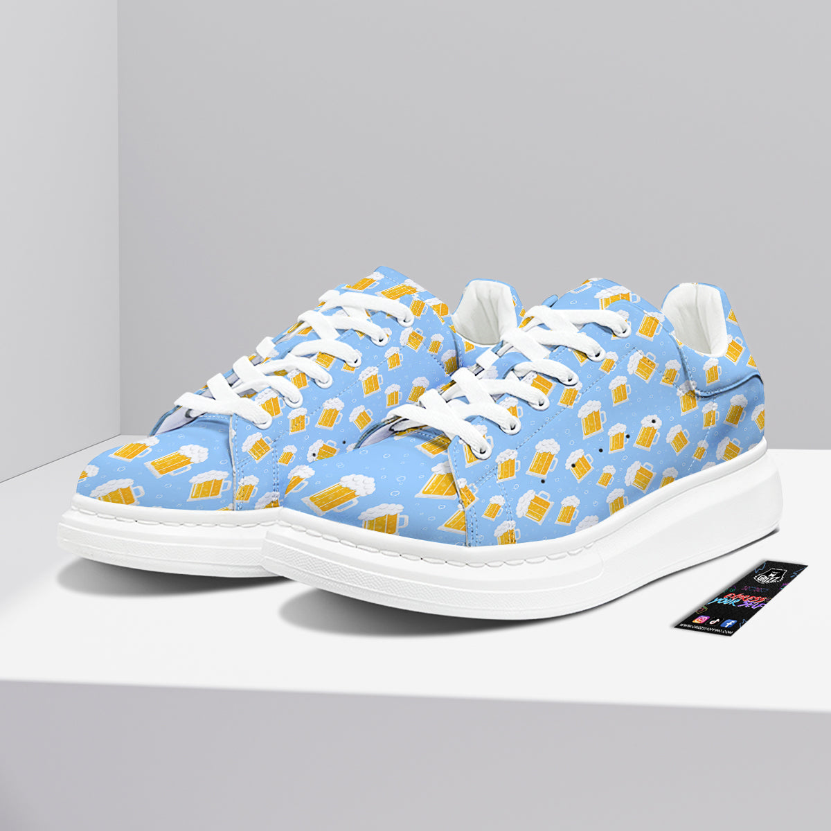 Emoji Beer Print Pattern Platform Shoes-grizzshop