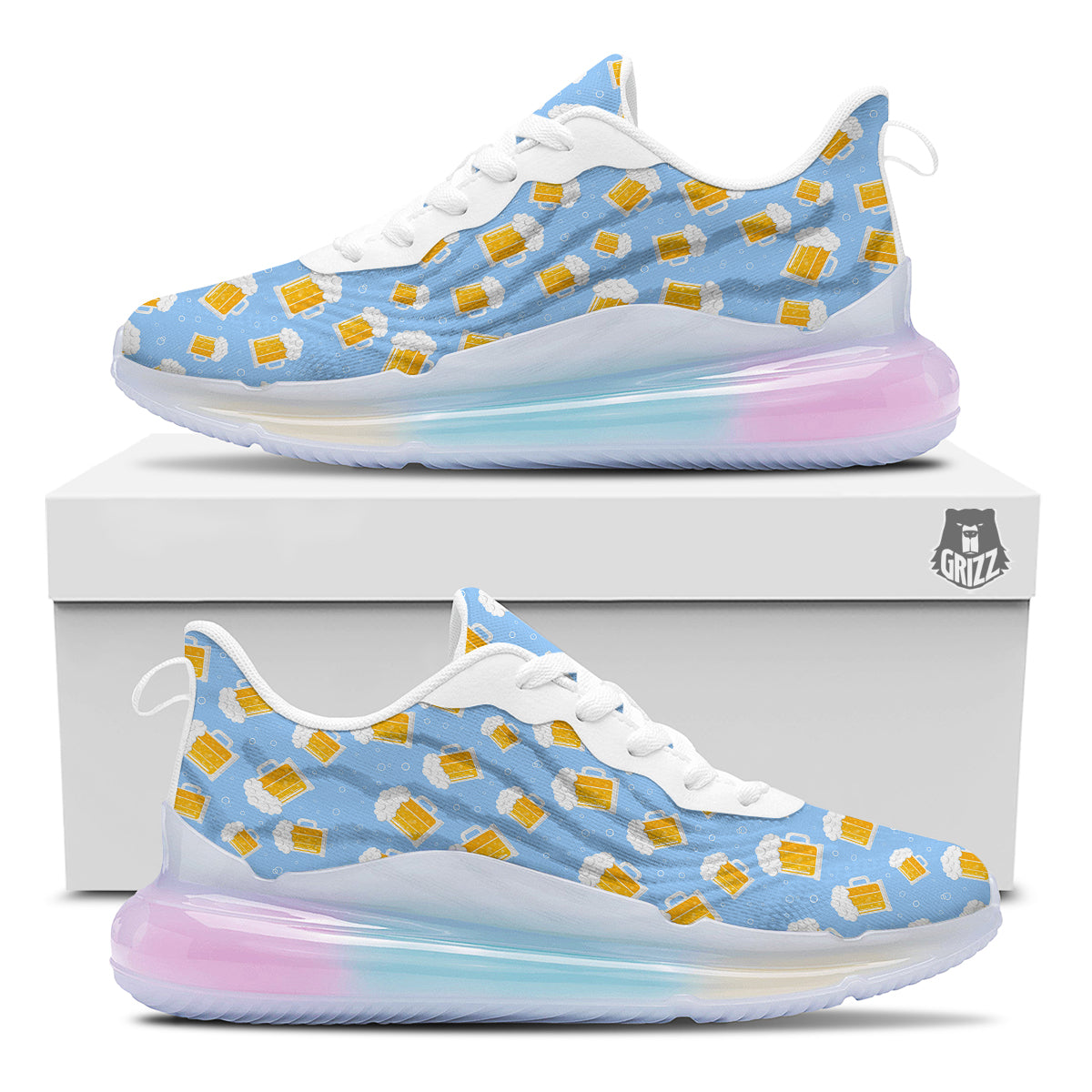 Emoji Beer Print Pattern Running Sneakers-grizzshop