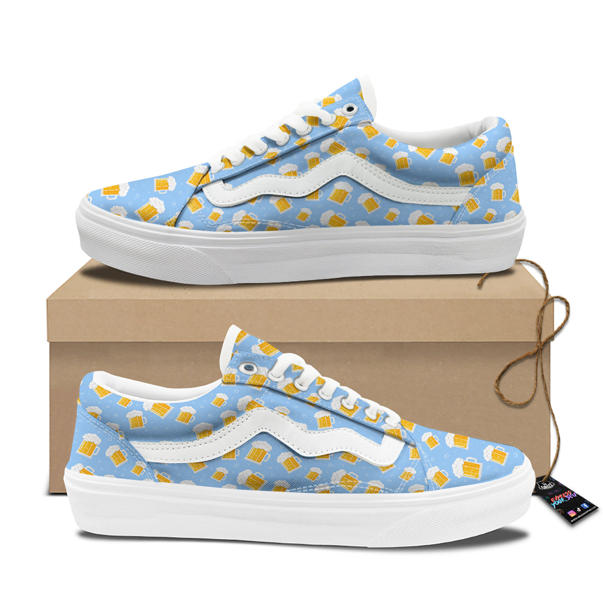 Emoji Beer Print Pattern Skate Shoes-grizzshop
