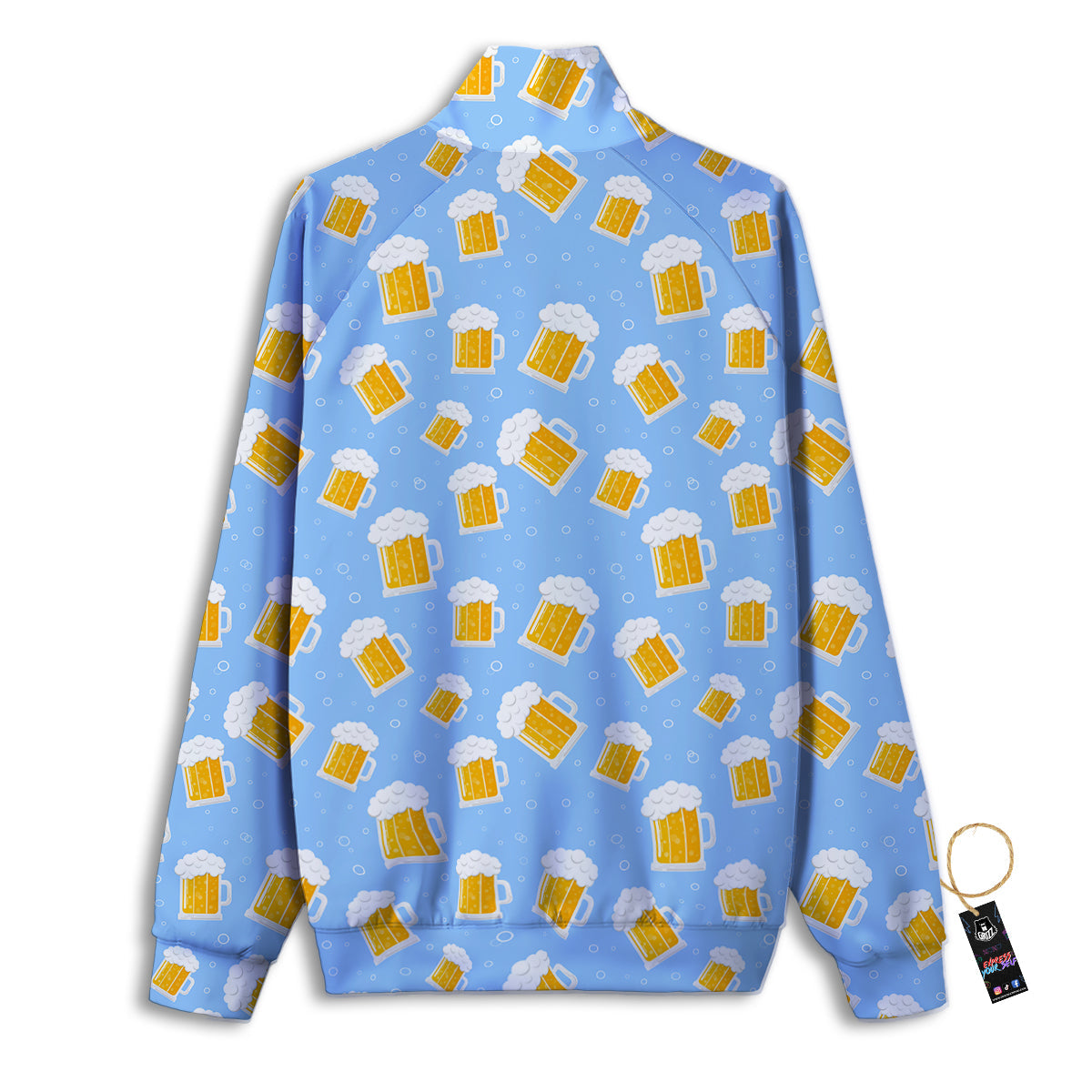 Emoji Beer Print Pattern Track Jacket-grizzshop