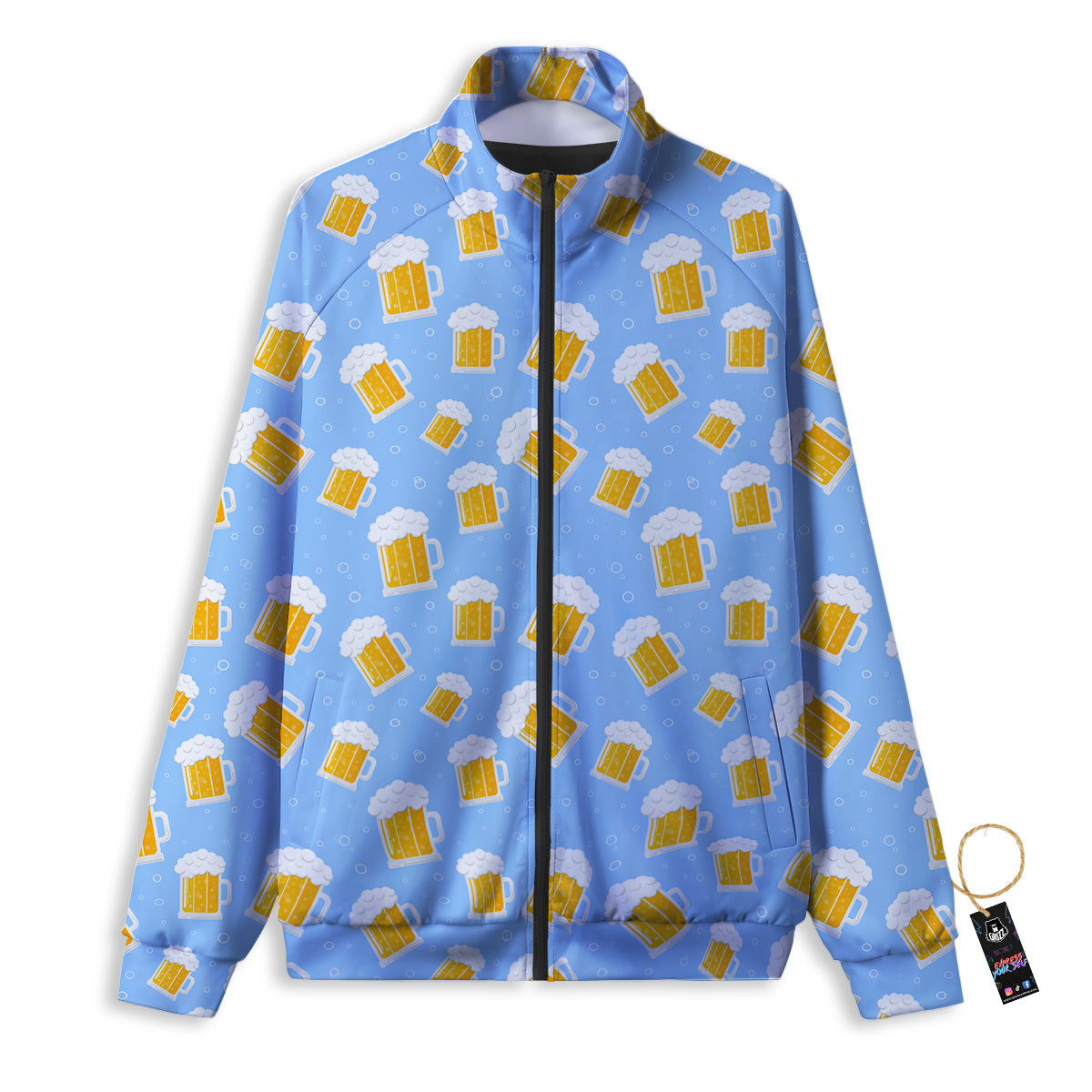 Emoji Beer Print Pattern Track Jacket-grizzshop