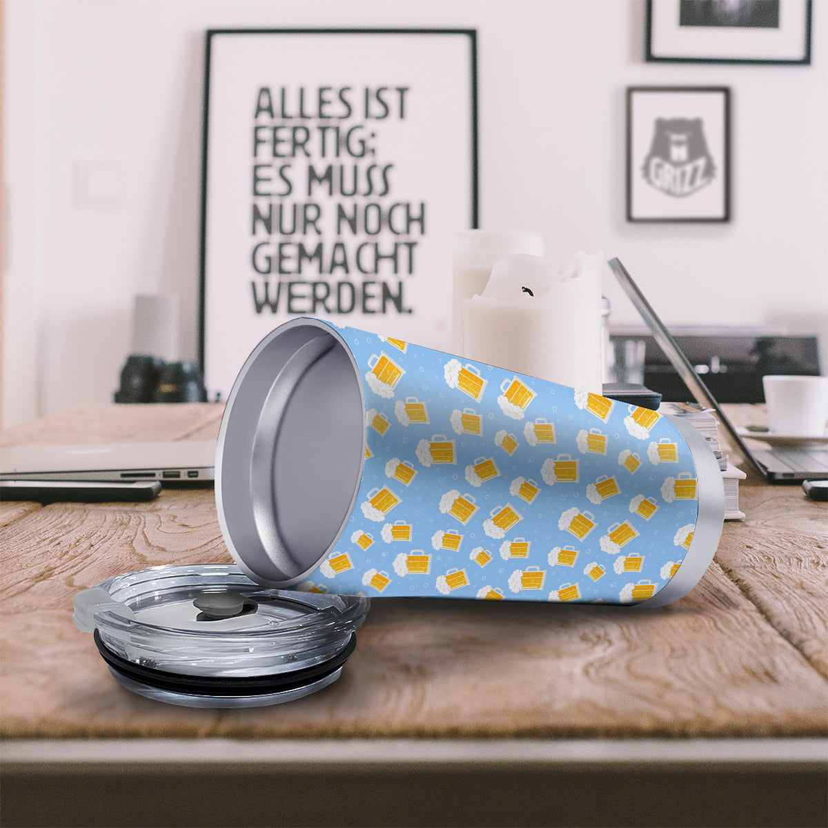 Emoji Beer Print Pattern Tumbler-grizzshop