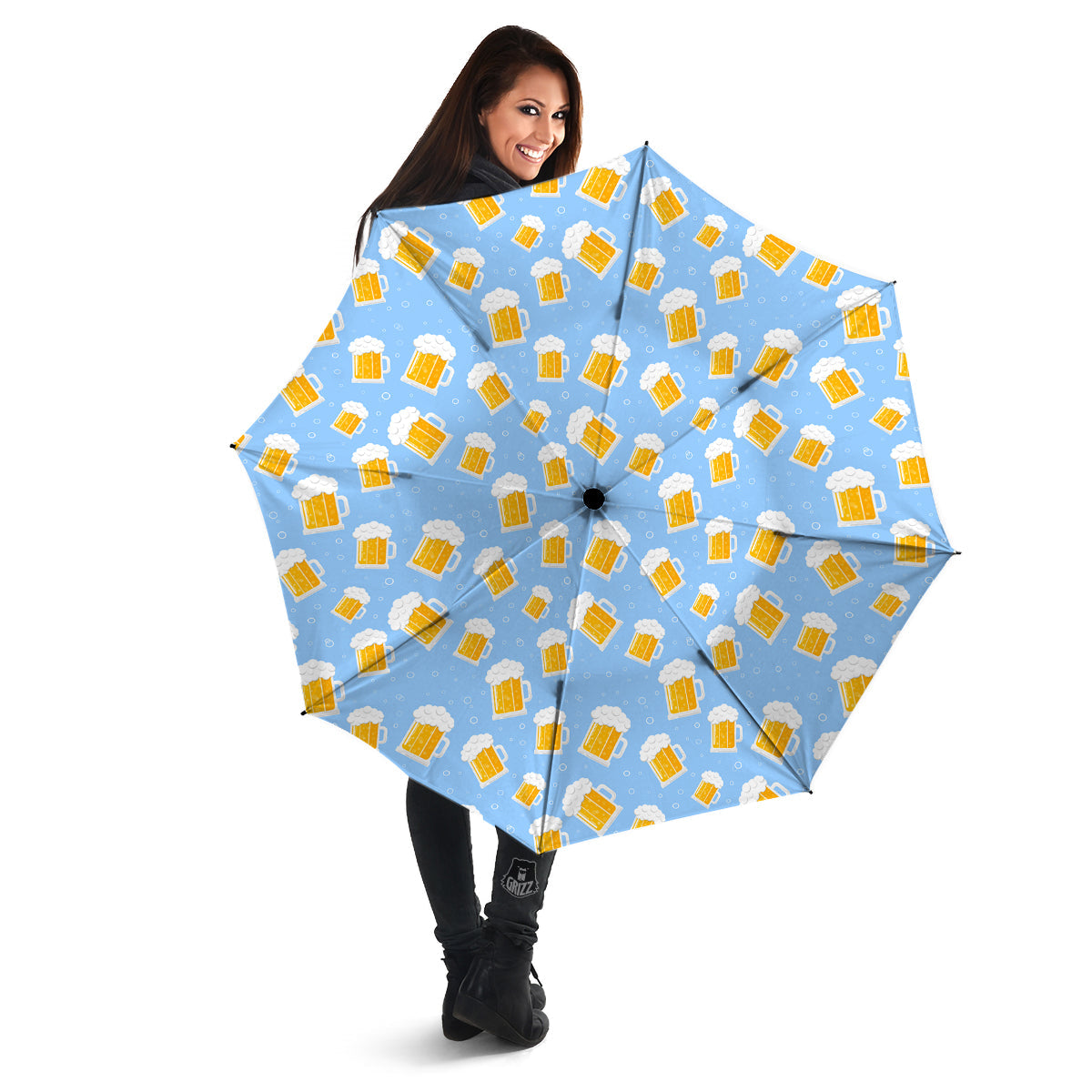 Emoji Beer Print Pattern Umbrella-grizzshop