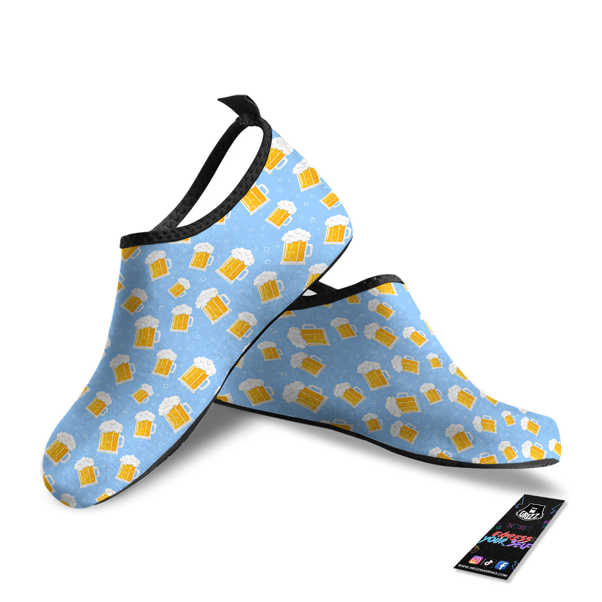 Emoji Beer Print Pattern Water Shoes-grizzshop