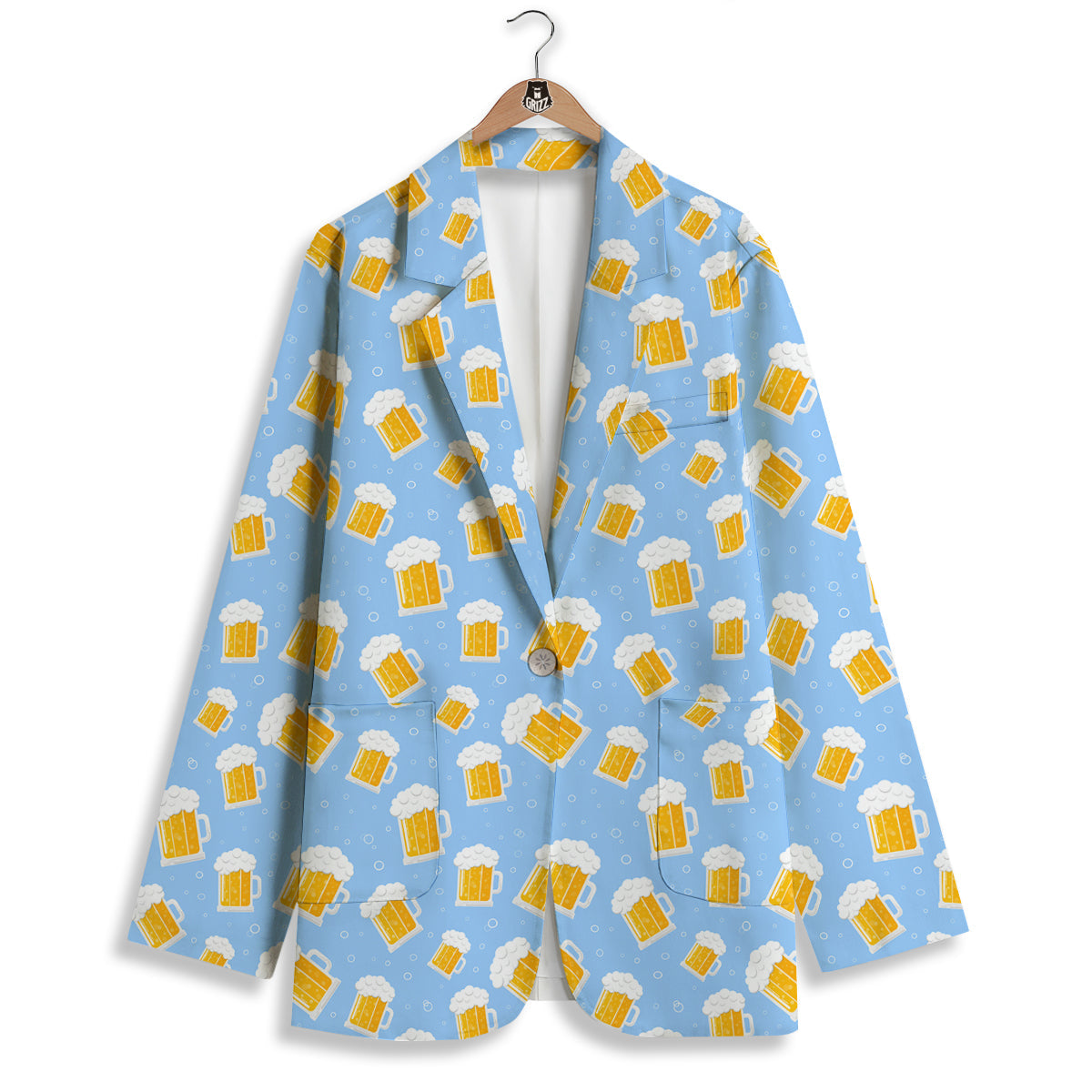 Emoji Beer Print Pattern Women's Blazer-grizzshop