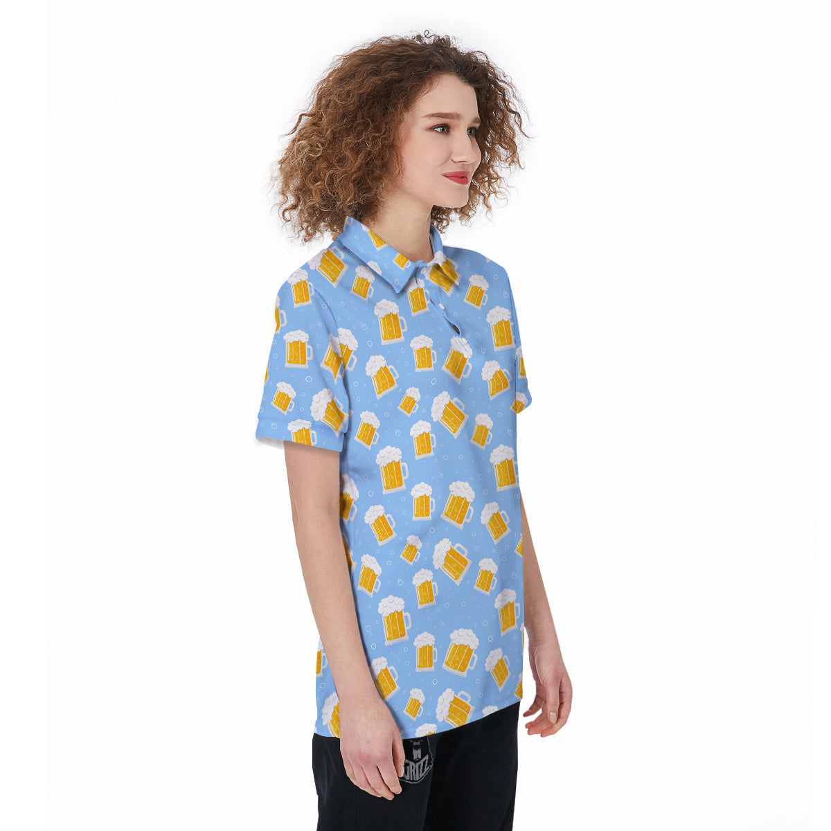 Emoji Beer Print Pattern Women's Golf Shirts-grizzshop