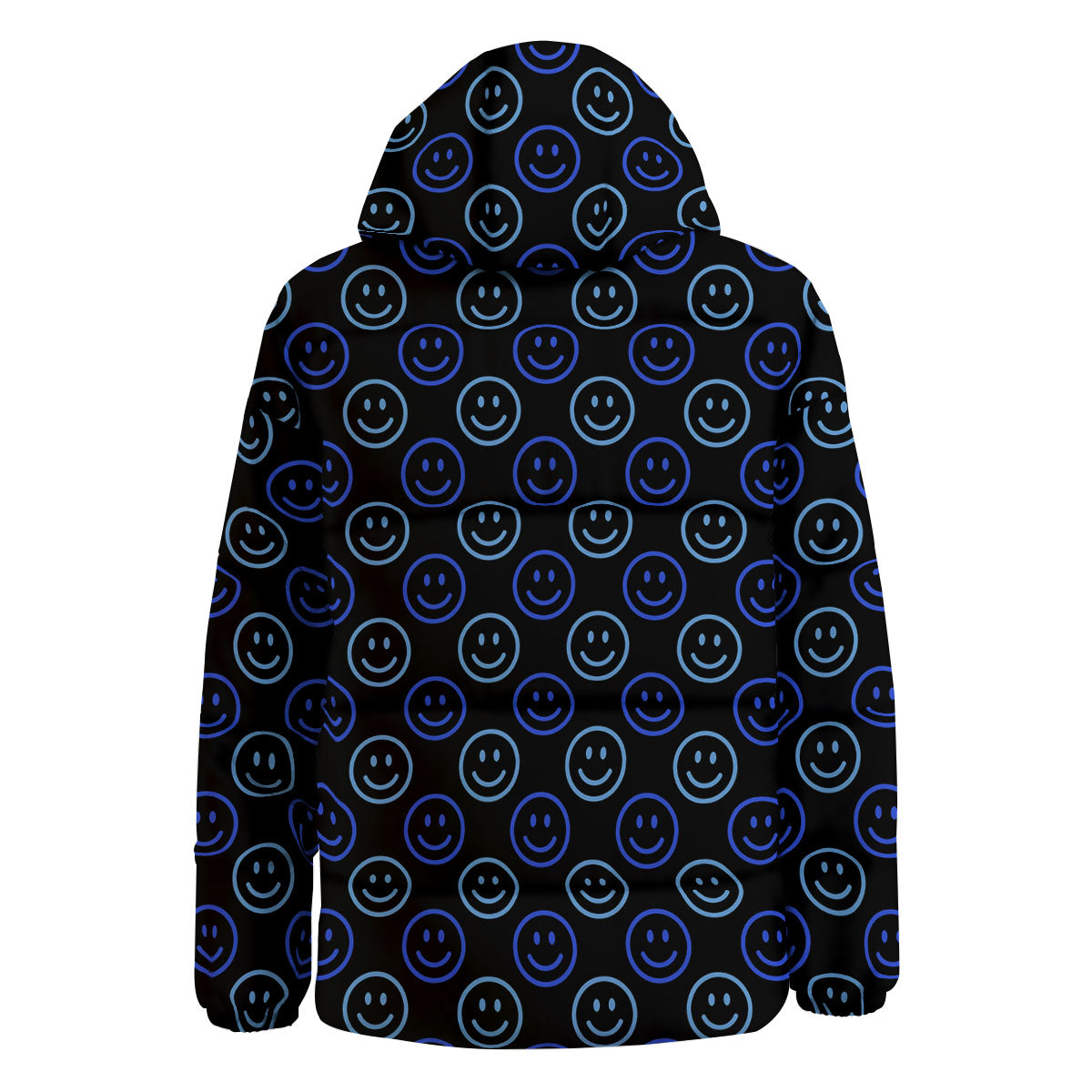 Emoji Blue Print Pattern Down Jacket-grizzshop