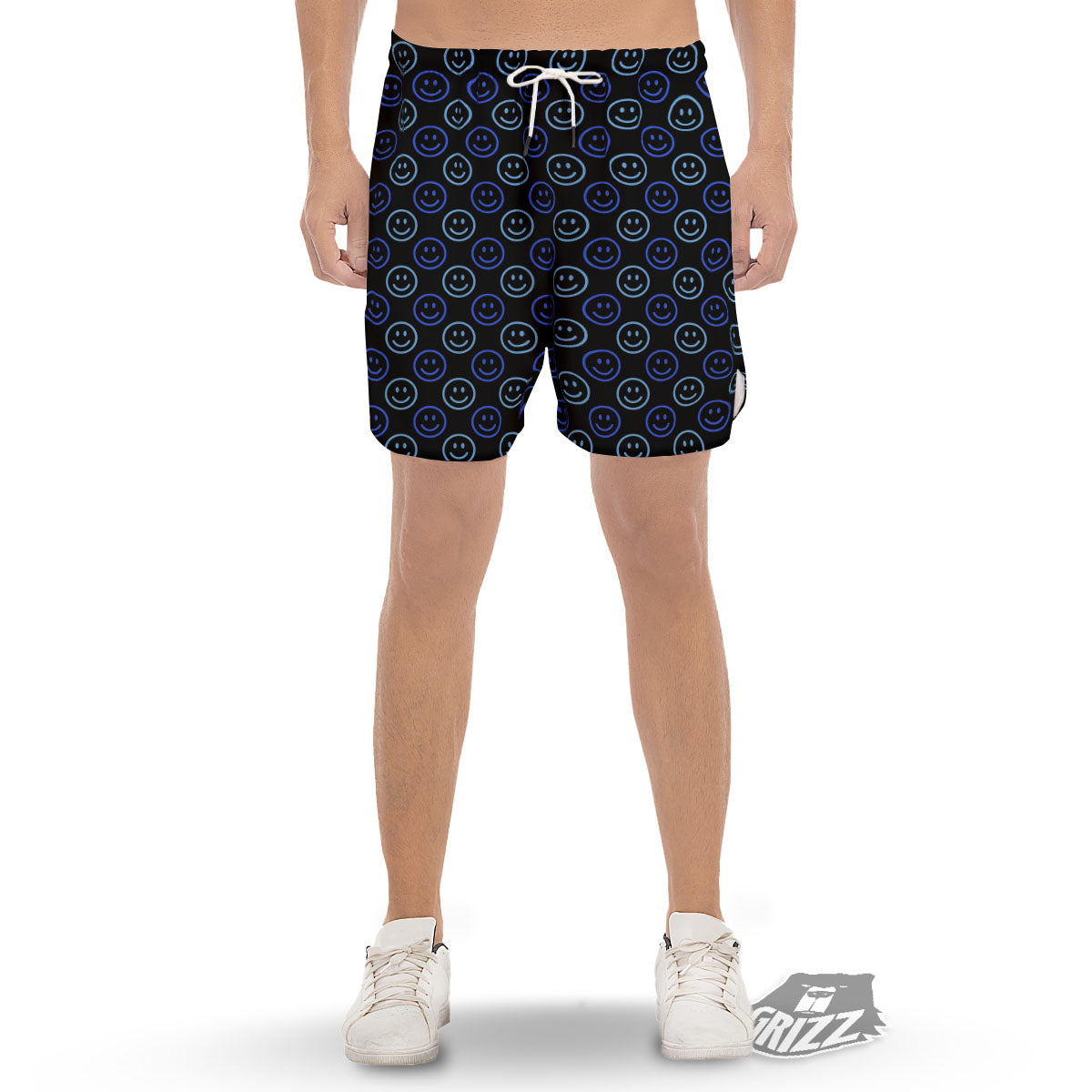 Emoji Blue Print Pattern Men's Gym Shorts-grizzshop