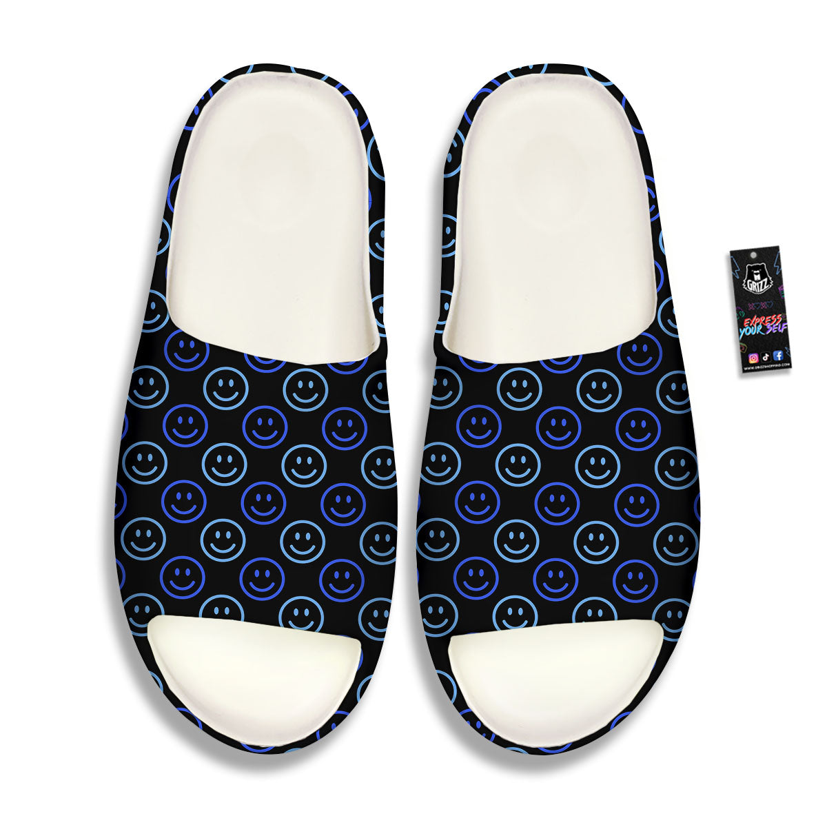 Emoji Blue Print Pattern Sandals-grizzshop