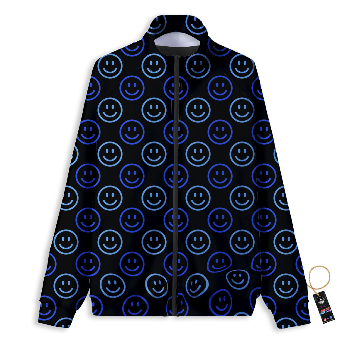 Emoji Blue Print Pattern Track Jacket-grizzshop