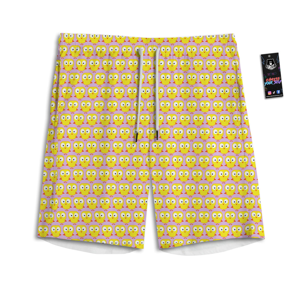 Emoji Chicken Love Print Pattern Men's Athletic Shorts