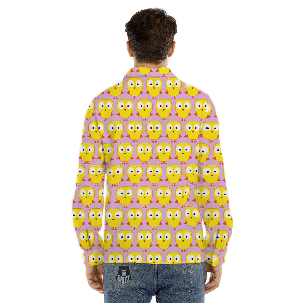 Emoji Chicken Love Print Pattern Men's Dress Shirts-grizzshop