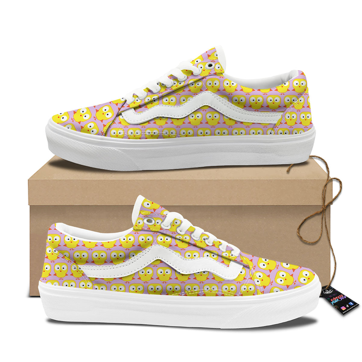 Emoji Chicken Love Print Pattern Skate Shoes-grizzshop