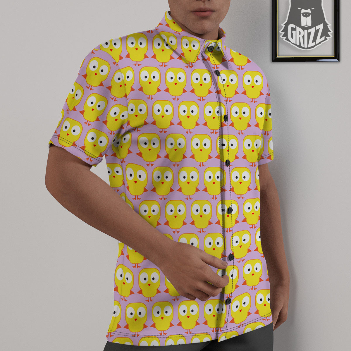 Emoji Chicken Love Print Pattern Untucked Shirts-grizzshop