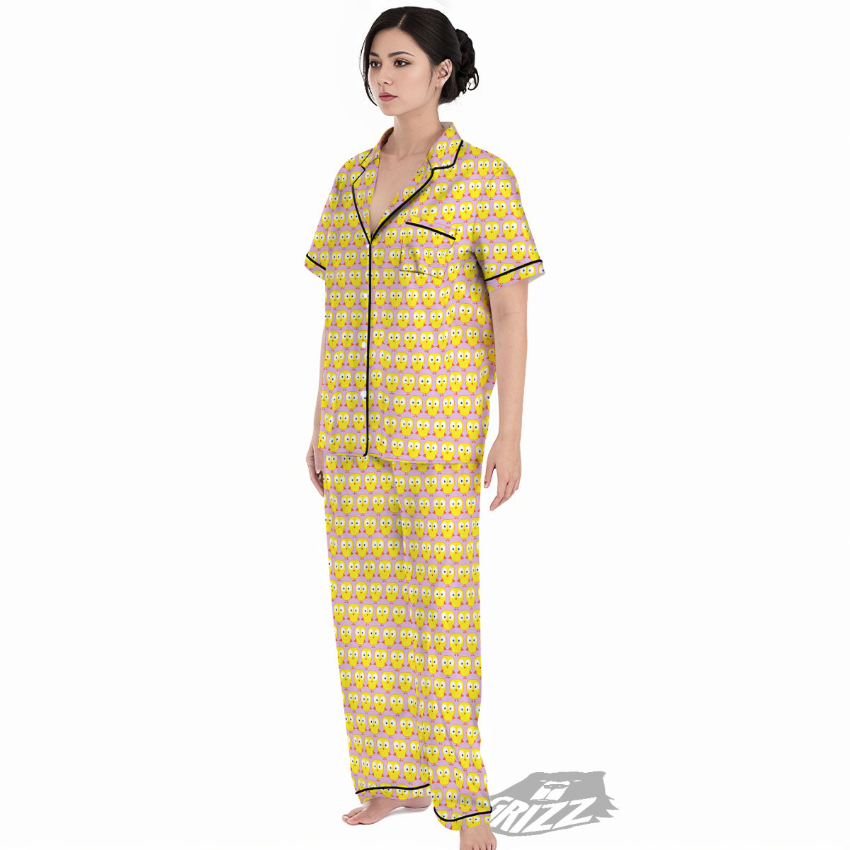 Emoji Chicken Love Print Pattern Women's Pajamas Set-grizzshop
