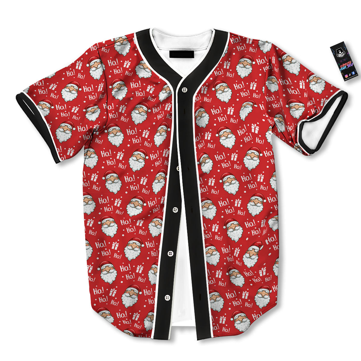 Emoji Christmas Print Pattern Baseball Jersey-grizzshop