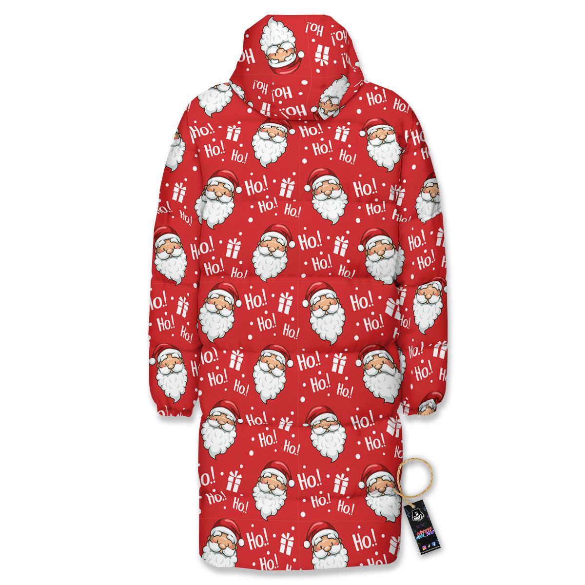 Emoji Christmas Print Pattern Long Down Jacket-grizzshop