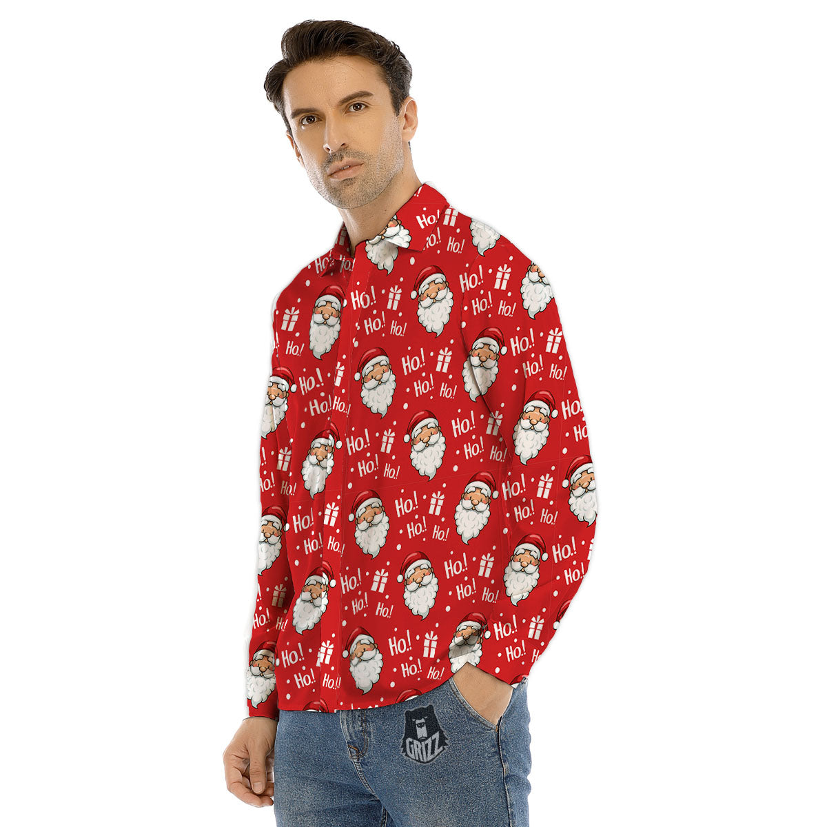 Emoji Christmas Print Pattern Men's Dress Shirts-grizzshop