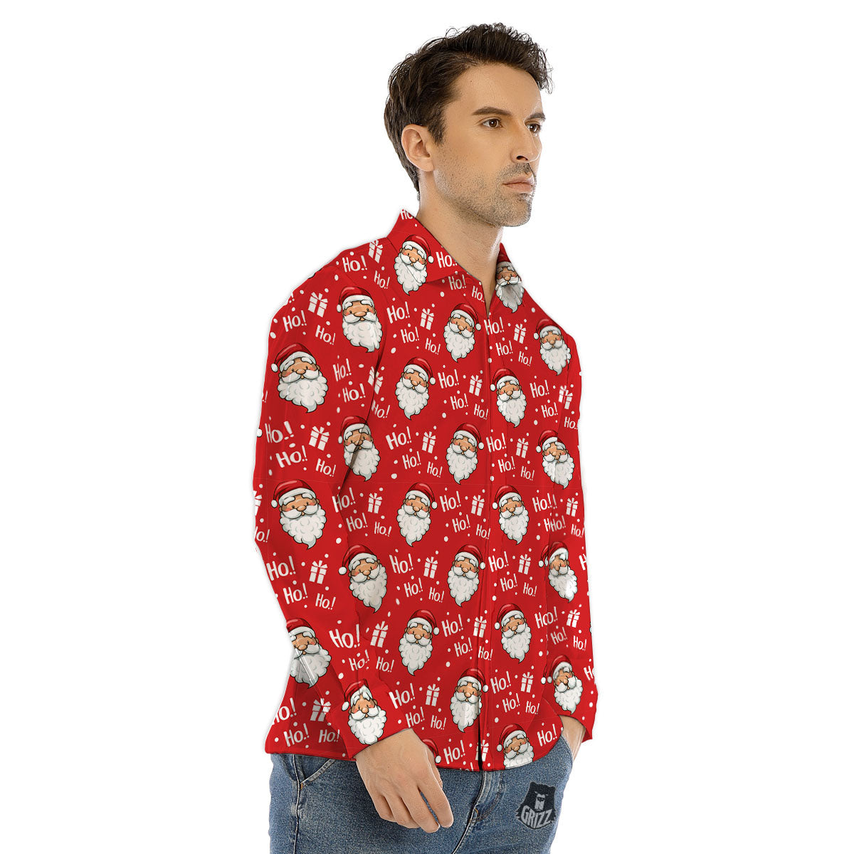 Emoji Christmas Print Pattern Men's Dress Shirts-grizzshop