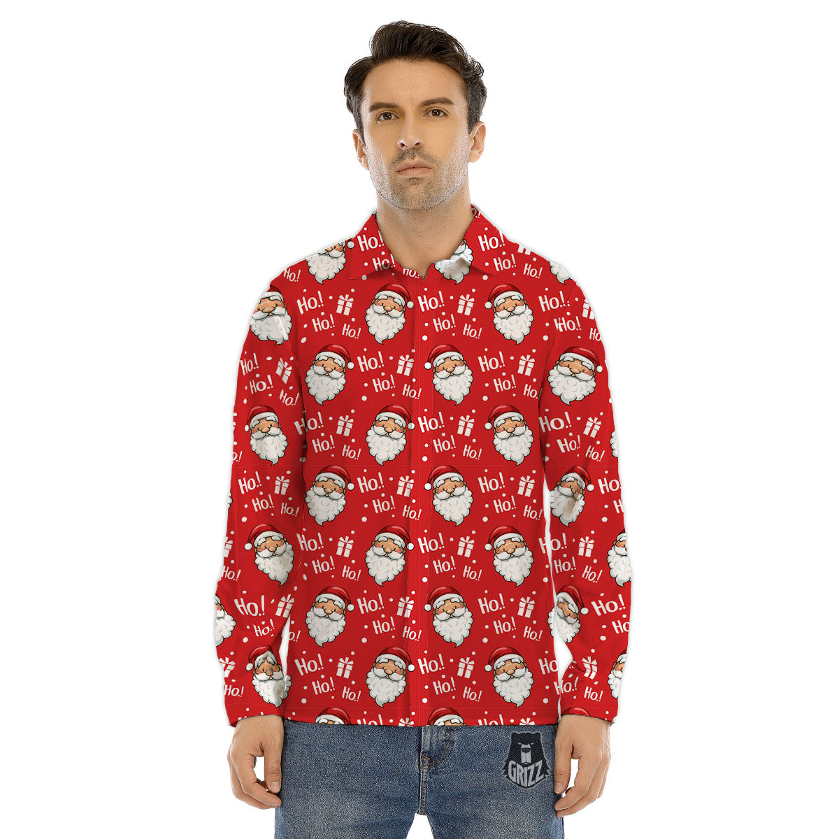 Emoji Christmas Print Pattern Men's Dress Shirts-grizzshop