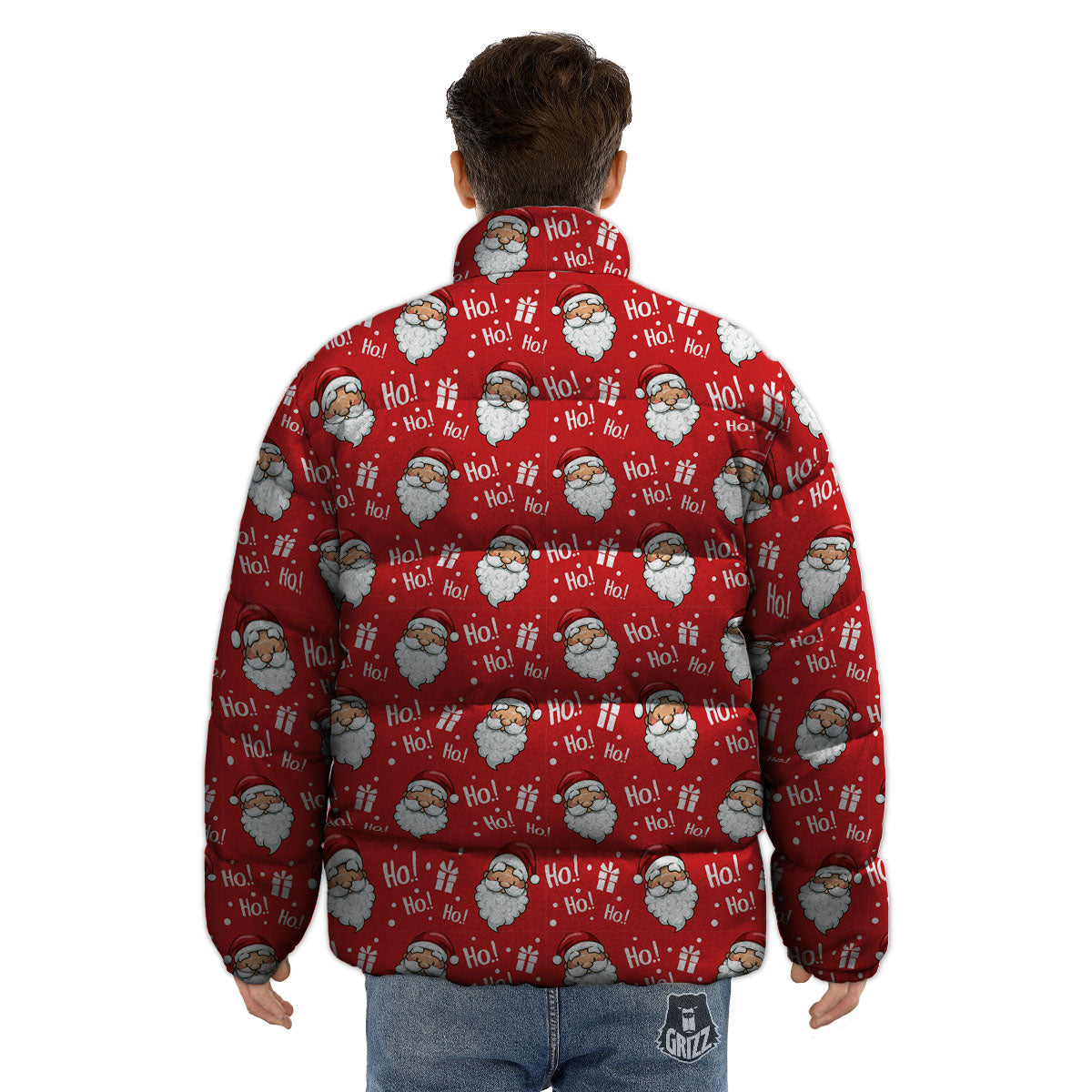 Emoji Christmas Print Pattern Puffer Jacket-grizzshop