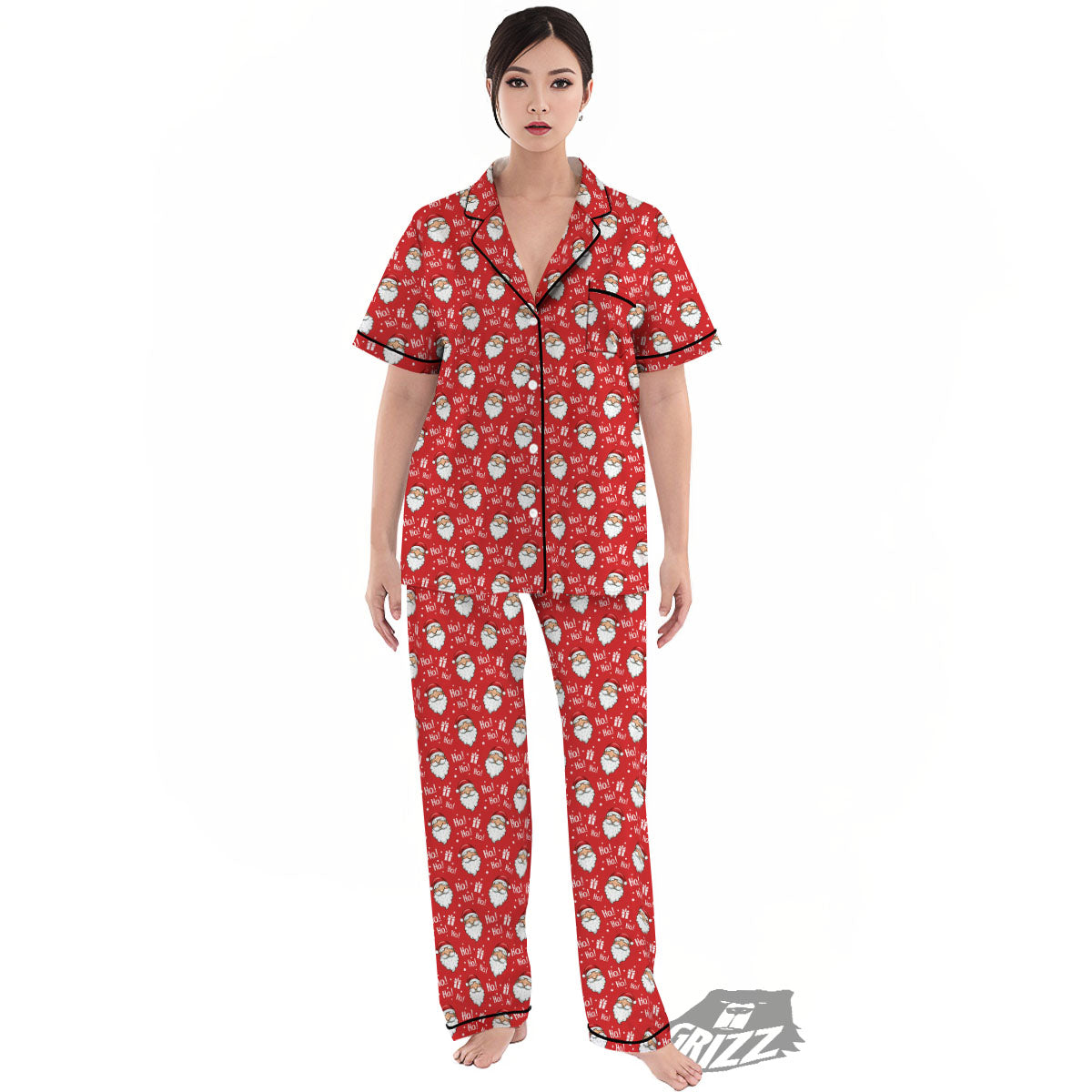 Emoji Christmas Print Pattern Women's Pajamas Set-grizzshop