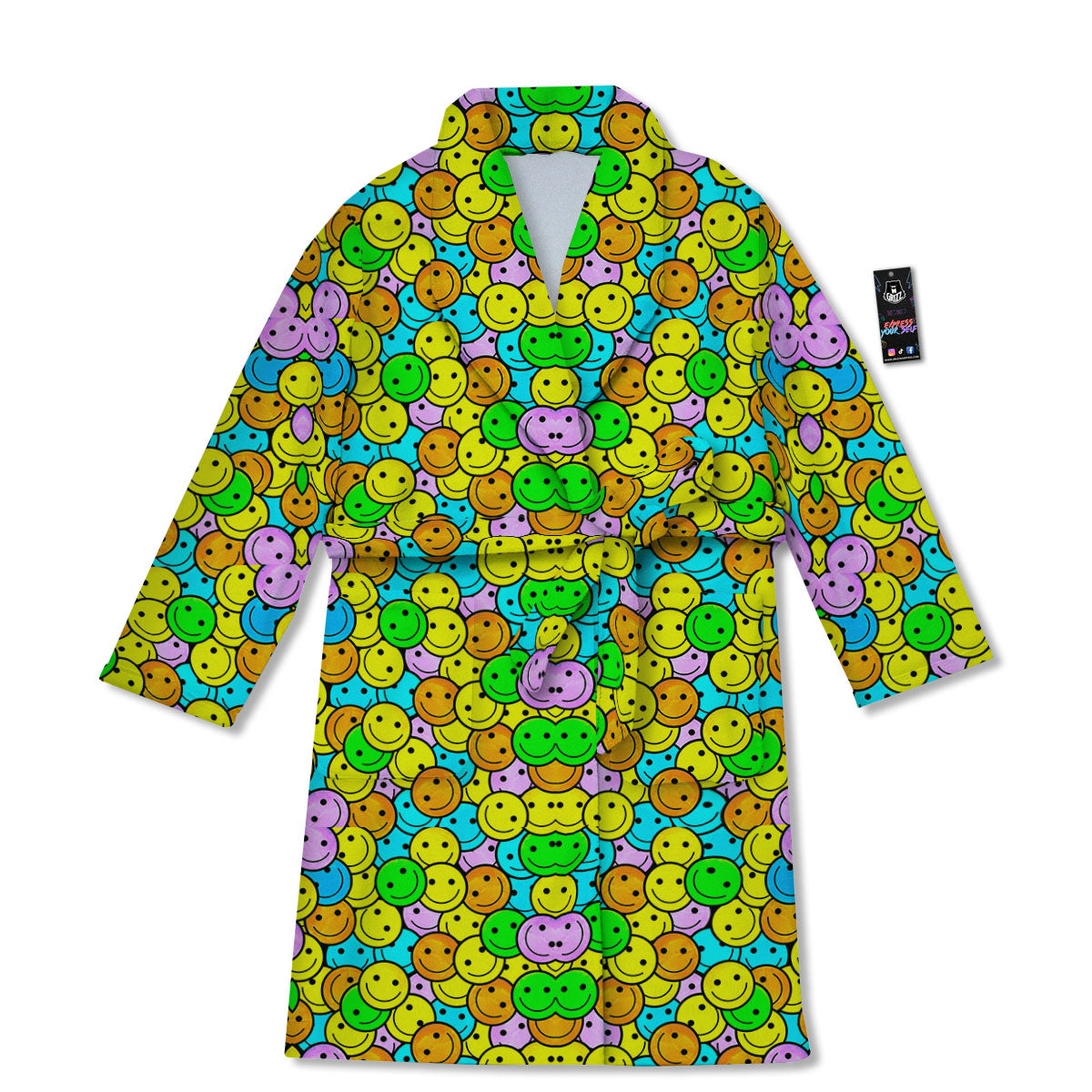 Emoji Colorful Print Pattern Bathrobe-grizzshop